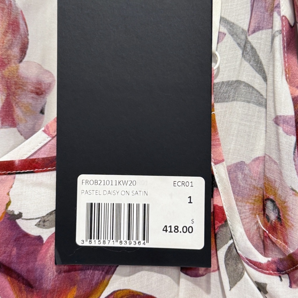 The Kooples Dress Silk Floral Print Wrap Mini Pink White Puff Sleeves Boho NWT - Picture 12 of 14